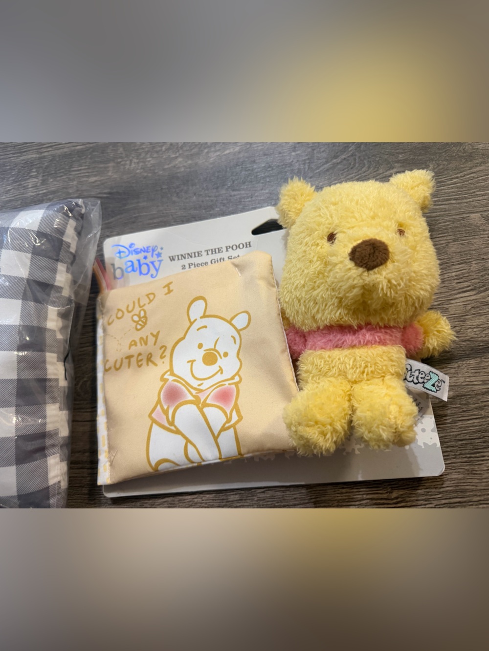 Disney Baby Winnie the Pooh Yellow Plush & Gray Gingham Pillow Set - Picture 3 of 3